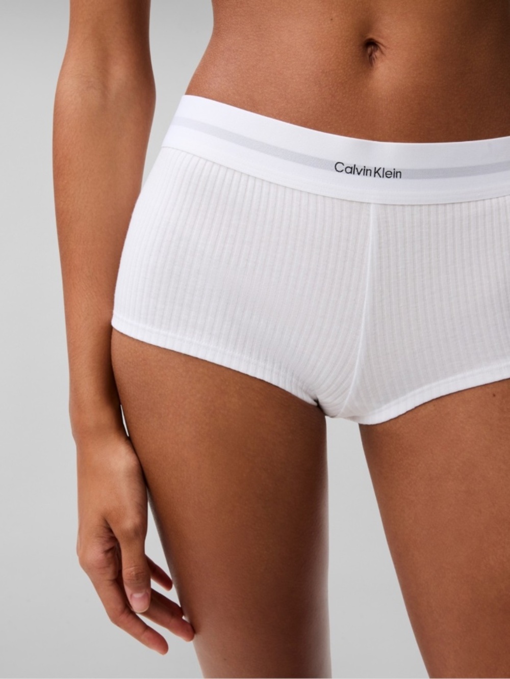 Calvin Klein Underwear Cotton Modal Stretch Rib Boyshorts – White – Women's NWT